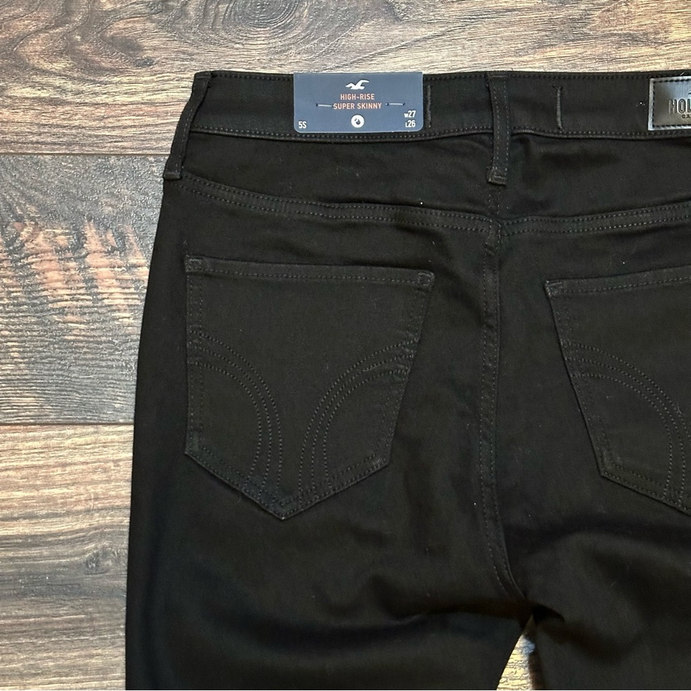 Hollister Curvy high-rise ripped black super skinny jeans size 5S or 27/26 - Picture 13 of 15